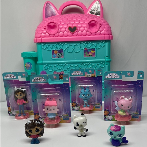 Gabby Dough Dollhouse Pink and Teal Cat Playset - Picture 3 of 11